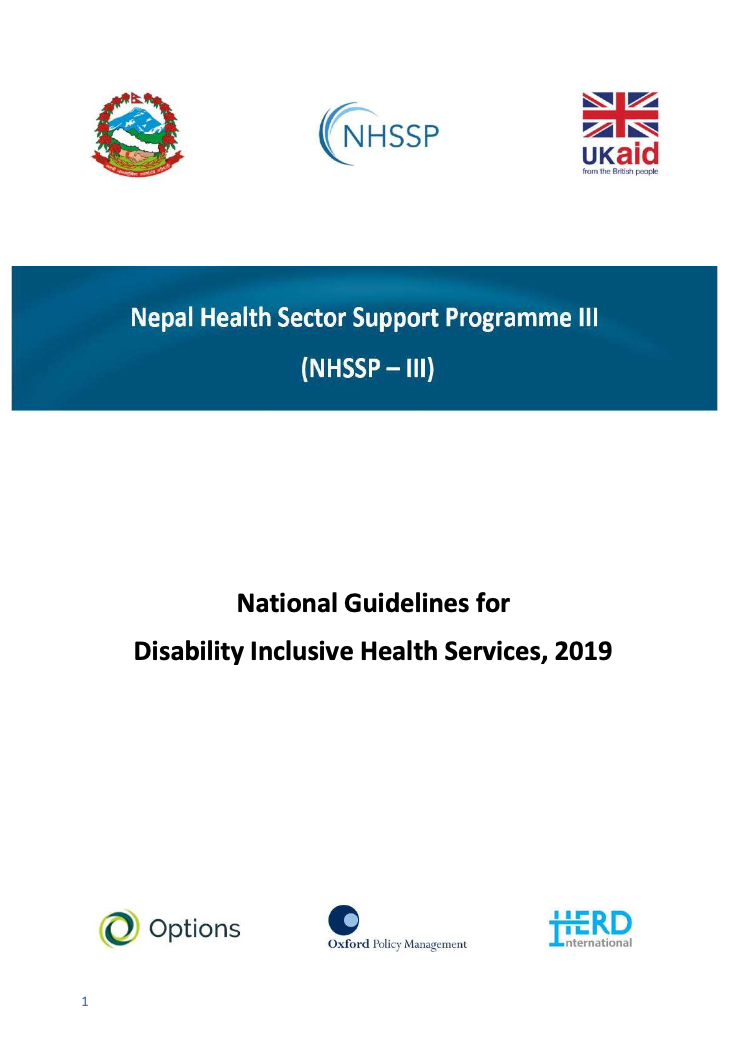 National Guidelines for  Disability Inclusive Health Services, 2019